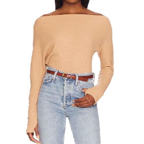 Free People We The Free Fuji Off The Shoulder Thermal Top Pale Camel - Picture 5 of 11